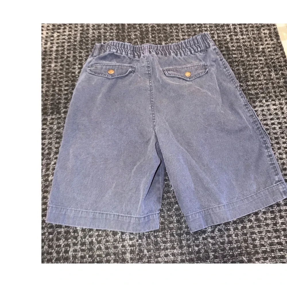 Bugle Boy Vintage 90s Cargo Shorts Sz 29 Blue Ramie Cotton Elastic Waist Utility